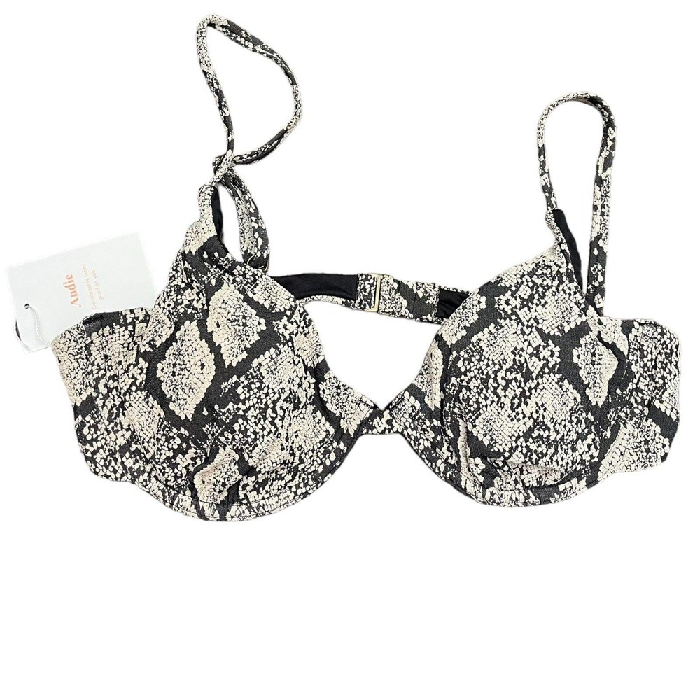 NWT Andie Swim Snakeskin Print Sicily Bikini Swimsuit Top Size Medium